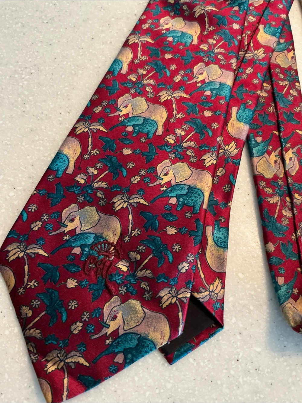 Countess Mara 100% Silk tie Crimson/Cream/Blue